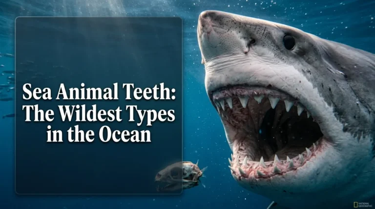 Great white shark's open mouth showing rows of serrated sea animal teeth underwater