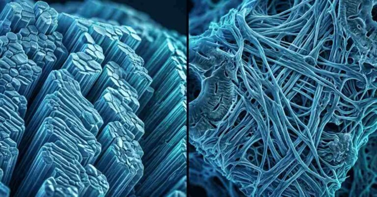 Diagram comparing human tooth layers (enamel, dentin, pulp) with bone structure.