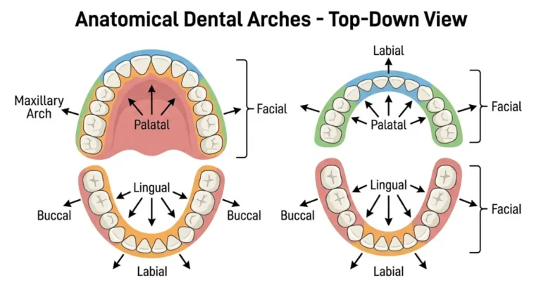 lingual surface vs labial surface