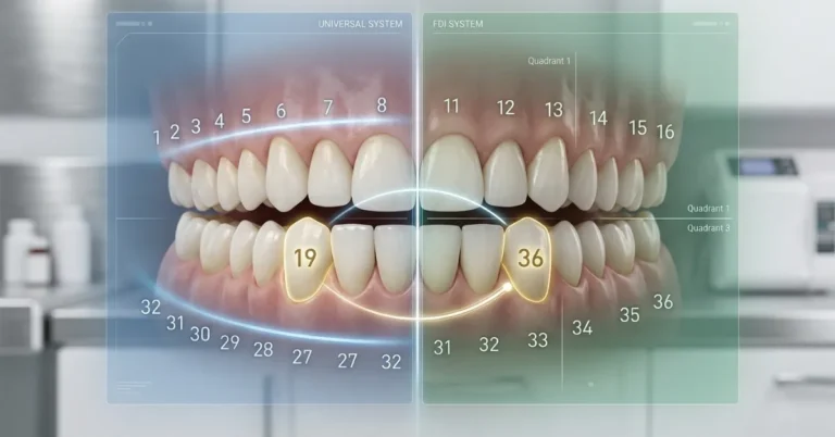 Universal tooth numbering system vs FDI comparison