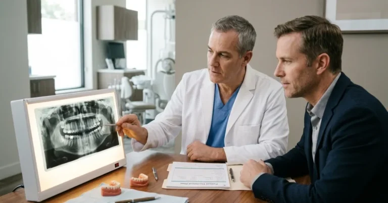 Dental X-ray and treatment plan for evaluating necessary dental procedures