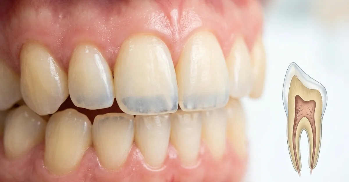 Transparent tooth edges showing translucent enamel